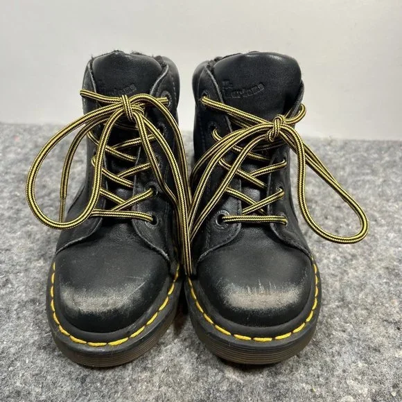 Dr. Marten Black Leather High-top Boots, Kids Size 12 - Picture 3 of 9